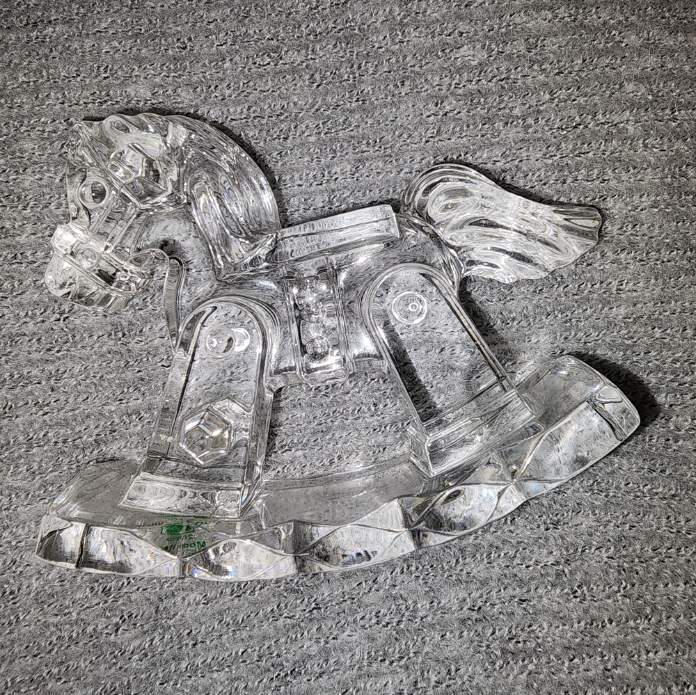 Vintage Kristalcolor Crystal Rocking Horse  Italy 24% Lead